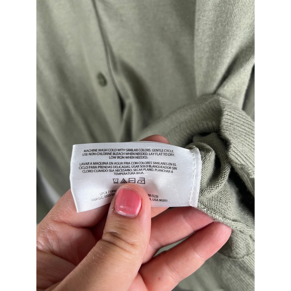 Banana Republic Cotton Viscose V-Neck Cardigan Lightweight Sweater Sage Green LG - Picture 4 of 7